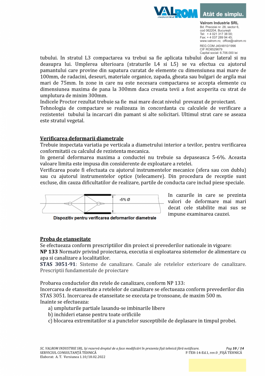 Pagina 10-Ţeavă PP multistrat cu mufă şi garnitură D110÷D400 având SN2÷SN8 VALROM...