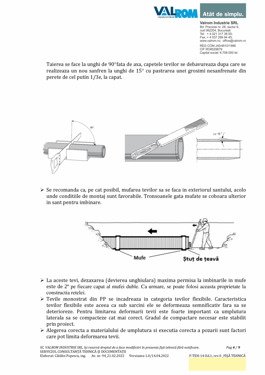 Pagina 4-Țeavă PP monostrat cu mufa, neintegrată, D160÷D315mm, SN10, bară de 6 m VALROM Fisa...