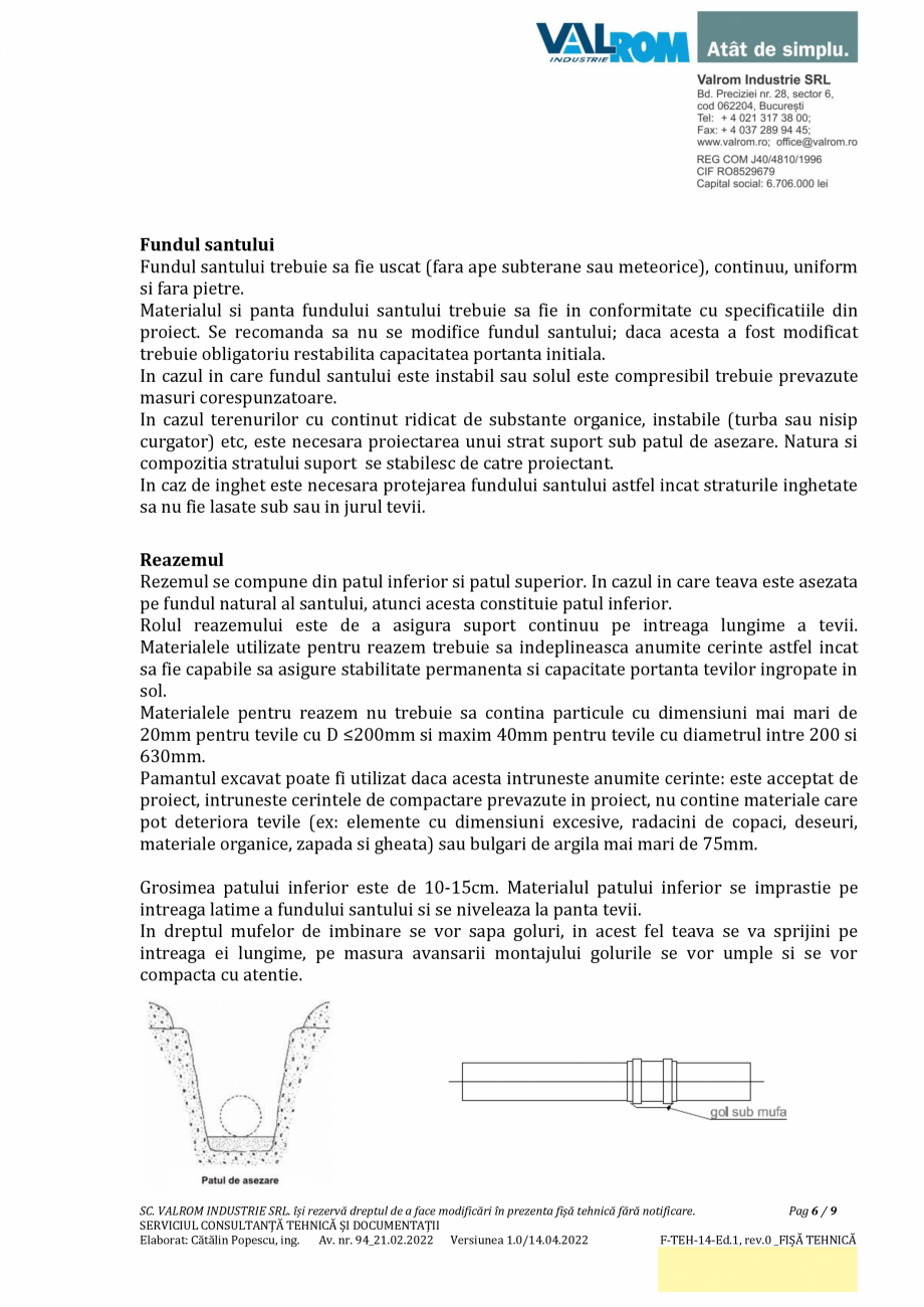 Pagina 6-Țeavă PP monostrat cu mufa, neintegrată, D160÷D315mm, SN10, bară de 6 m VALROM Fisa...