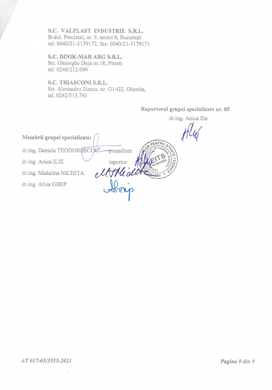 Pagina 10-Aviz si Agrement tehnic -nr 017-05/3555-2021 pentru tevi si fitinguri din PP pentru retele...