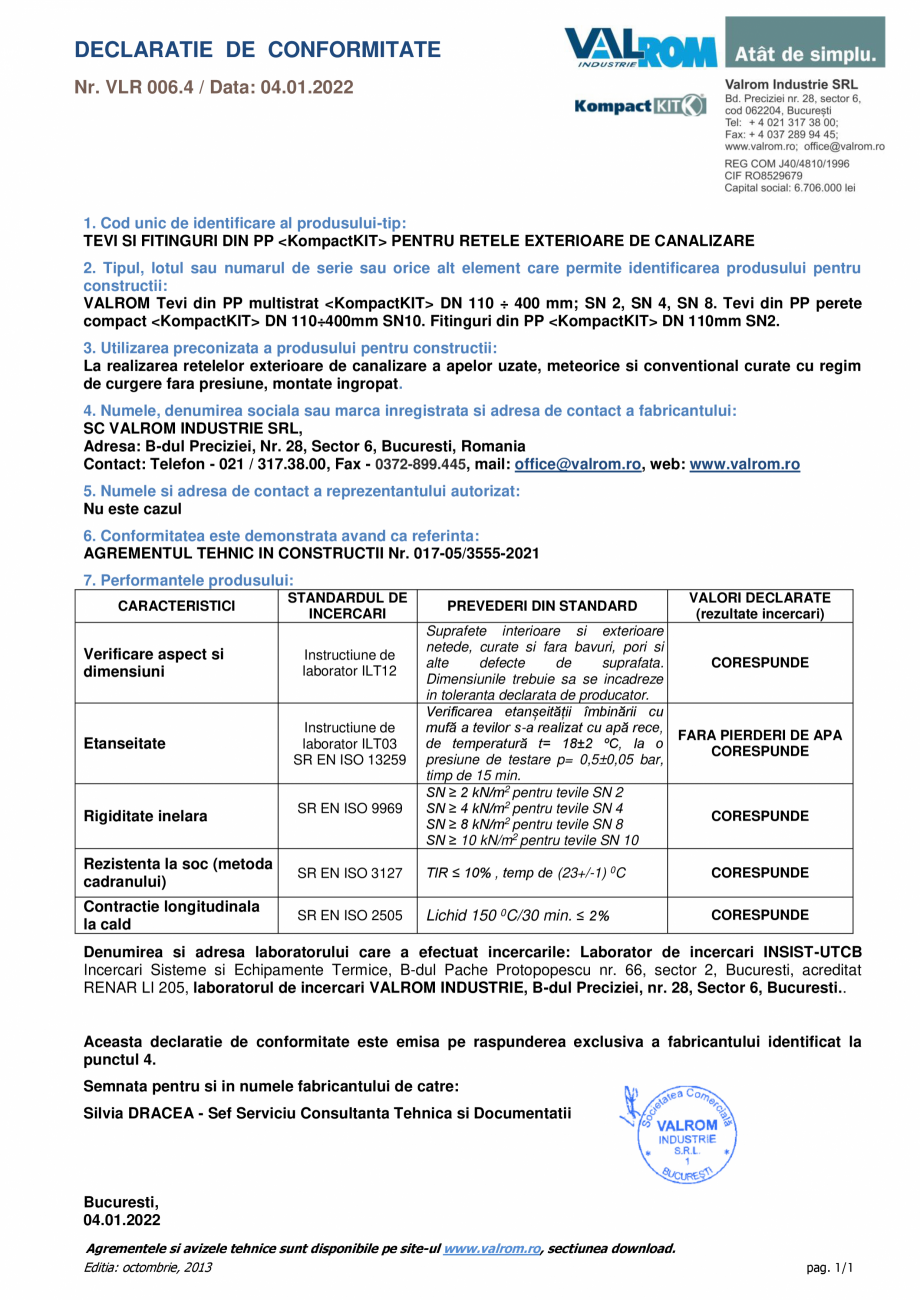 Pagina 11-Aviz si Agrement tehnic -nr 017-05/3555-2021 pentru tevi si fitinguri din PP pentru retele...