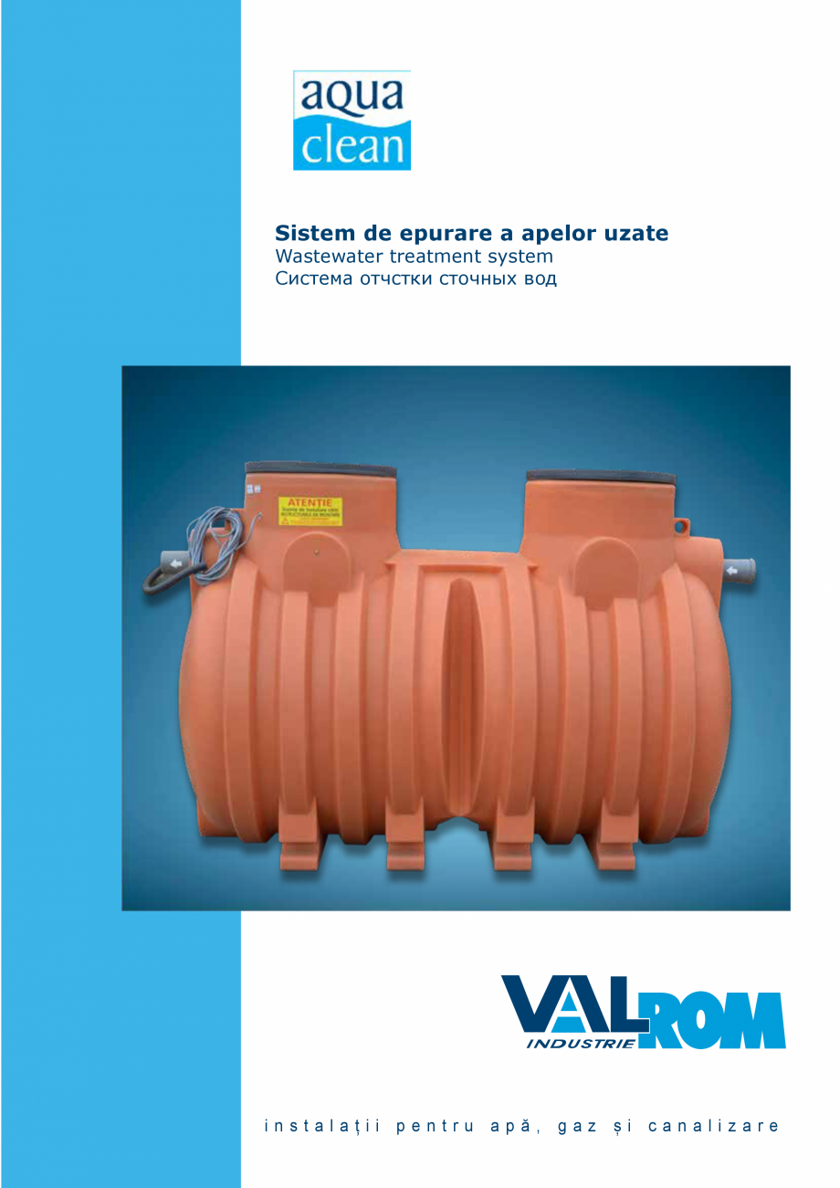 Pagina 1-Sistem de epurare a apelor uzate VALROM AquaClean Catalog, brosura Romana, Engleza Sistem de epurare...