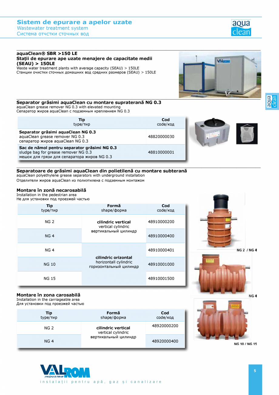 Pagina 4-Sistem de epurare a apelor uzate VALROM AquaClean Catalog, brosura Romana, Engleza ир

SBR 13/20 ...