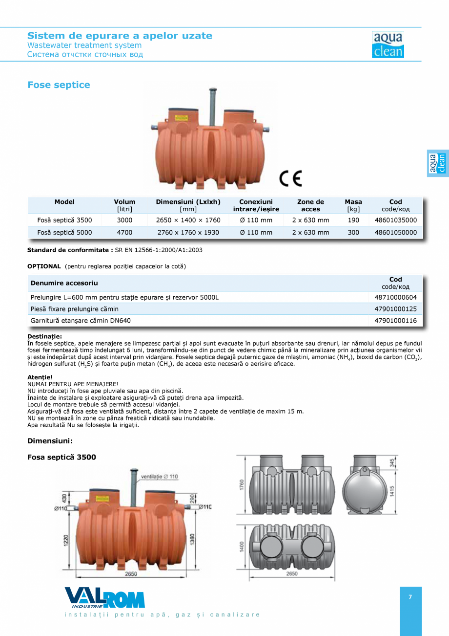 Pagina 6-Sistem de epurare a apelor uzate VALROM AquaClean Catalog, brosura Romana, Engleza х...
