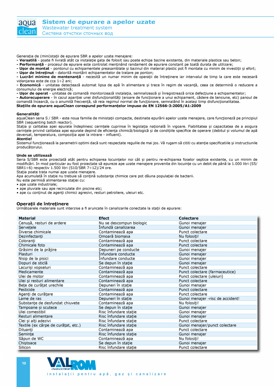 Pagina 9 - Sistem de epurare a apelor uzate VALROM AquaClean Catalog, brosura Romana, Engleza  re
...