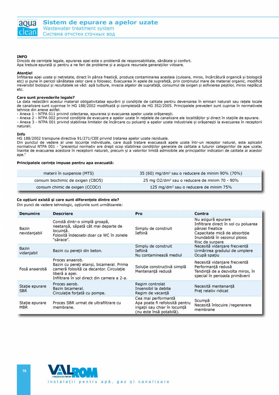 Pagina 15-Sistem de epurare a apelor uzate VALROM AquaClean Catalog, brosura Romana, Engleza i cu tub PP cu...