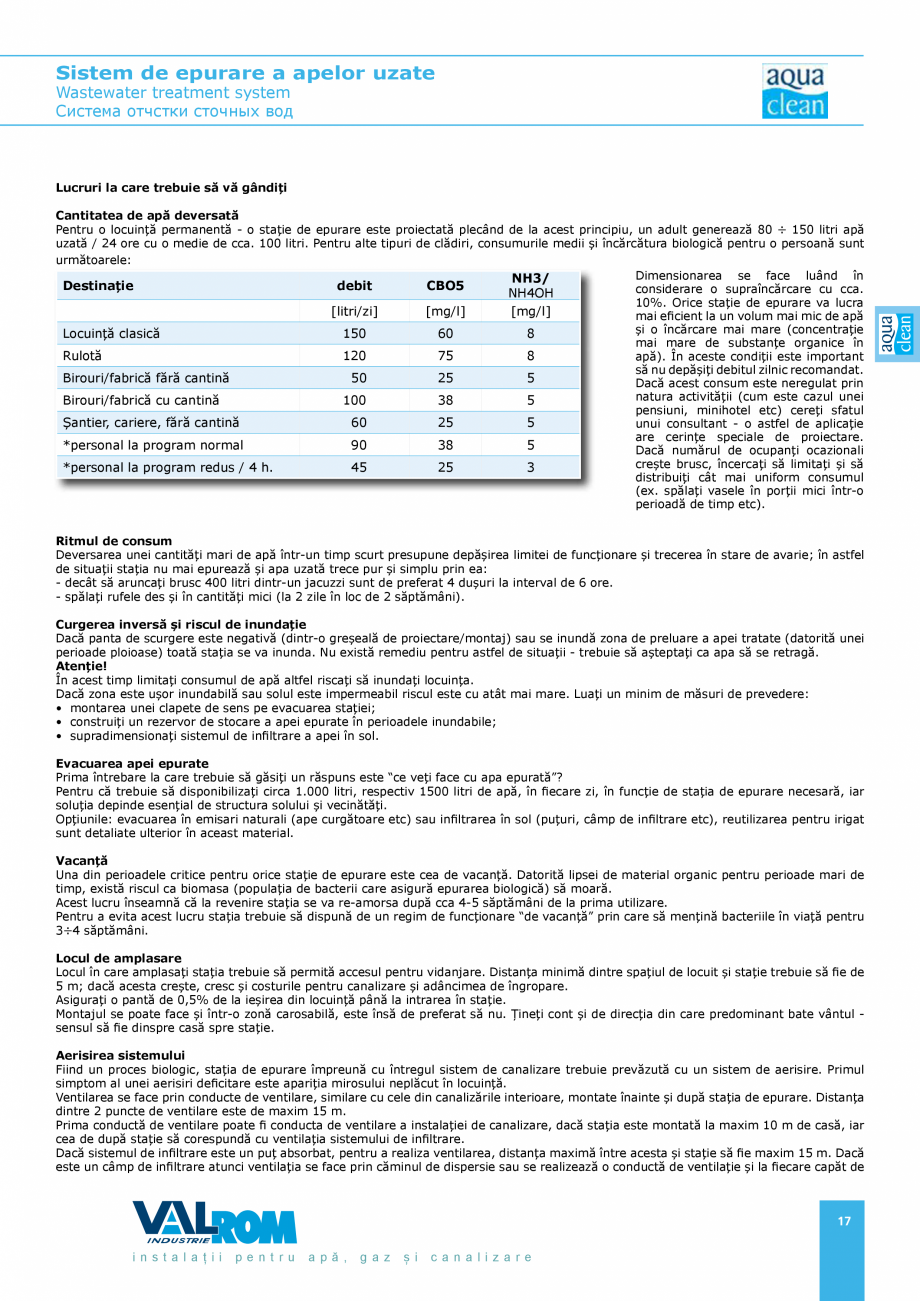 Pagina 16-Sistem de epurare a apelor uzate VALROM AquaClean Catalog, brosura Romana, Engleza le
Dezinfectanți...