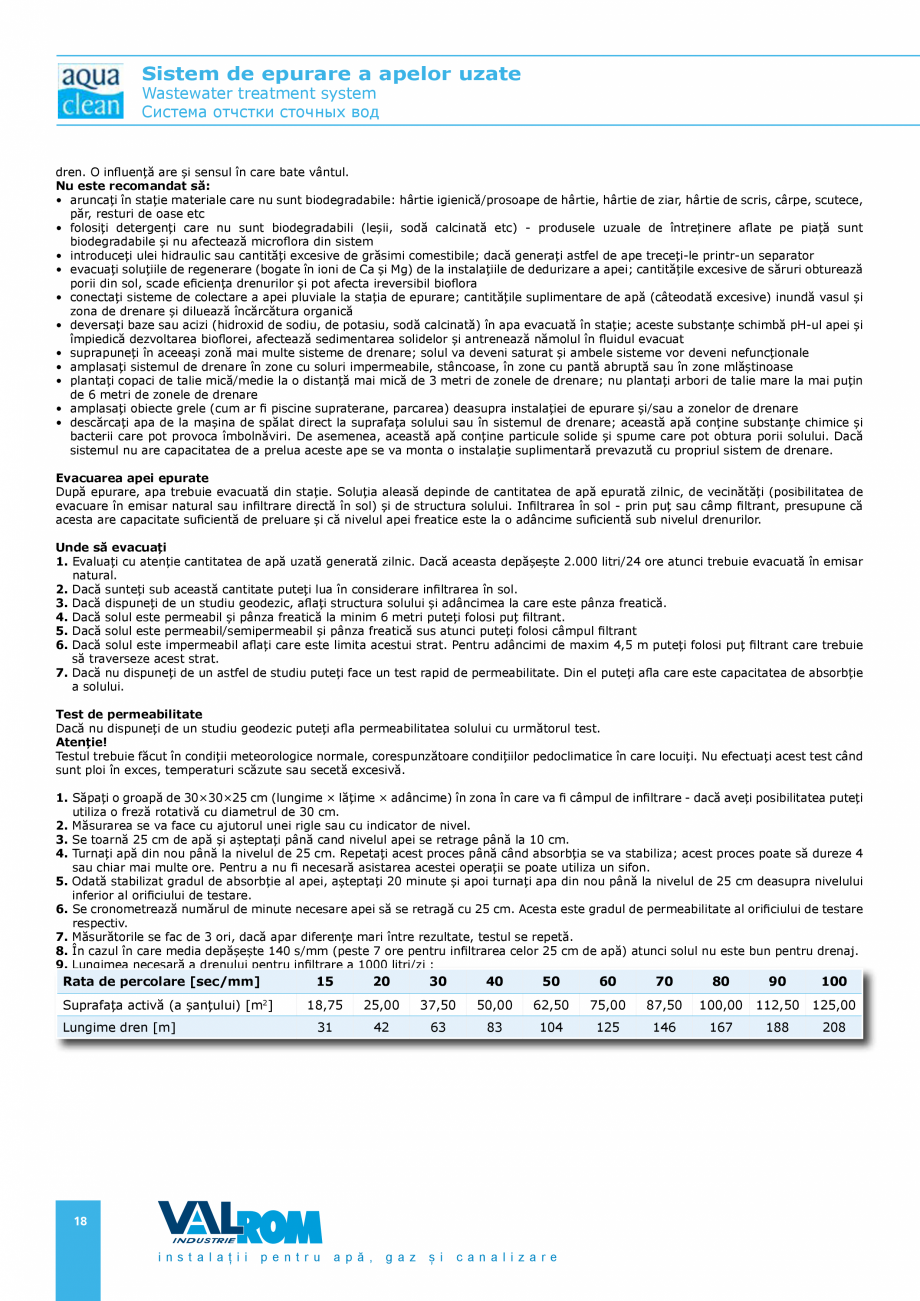 Pagina 17-Sistem de epurare a apelor uzate VALROM AquaClean Catalog, brosura Romana, Engleza  fosă
Risc...