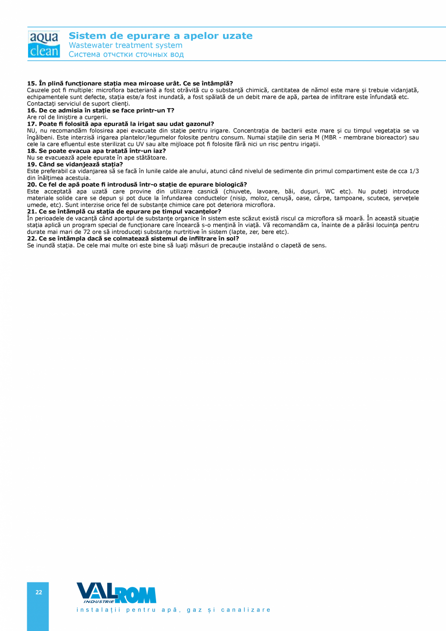 Pagina 21 - Sistem de epurare a apelor uzate VALROM AquaClean Catalog, brosura Romana, Engleza elor ...