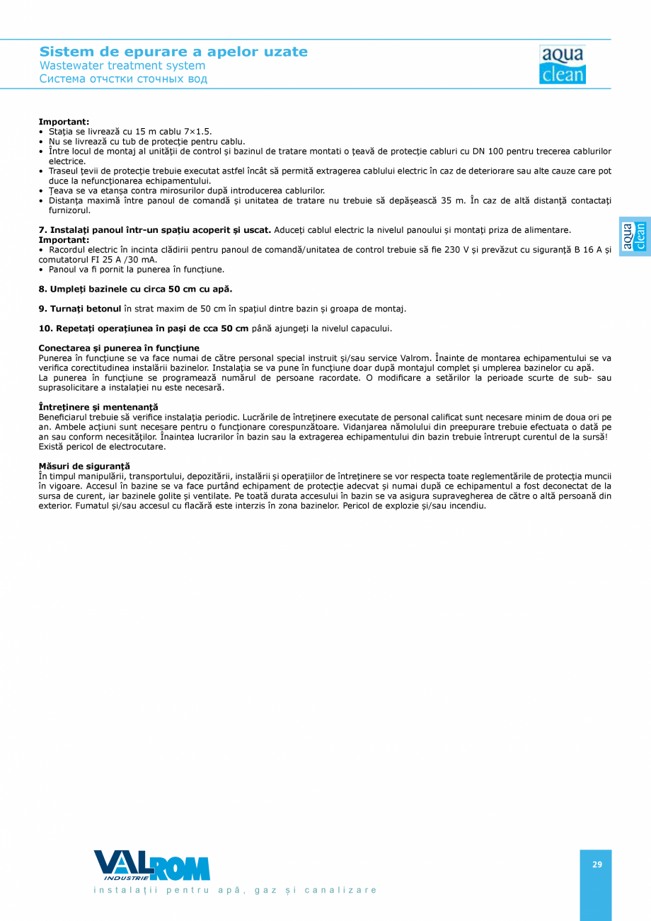 Pagina 28-Sistem de epurare a apelor uzate VALROM AquaClean Catalog, brosura Romana, Engleza t de pereții...