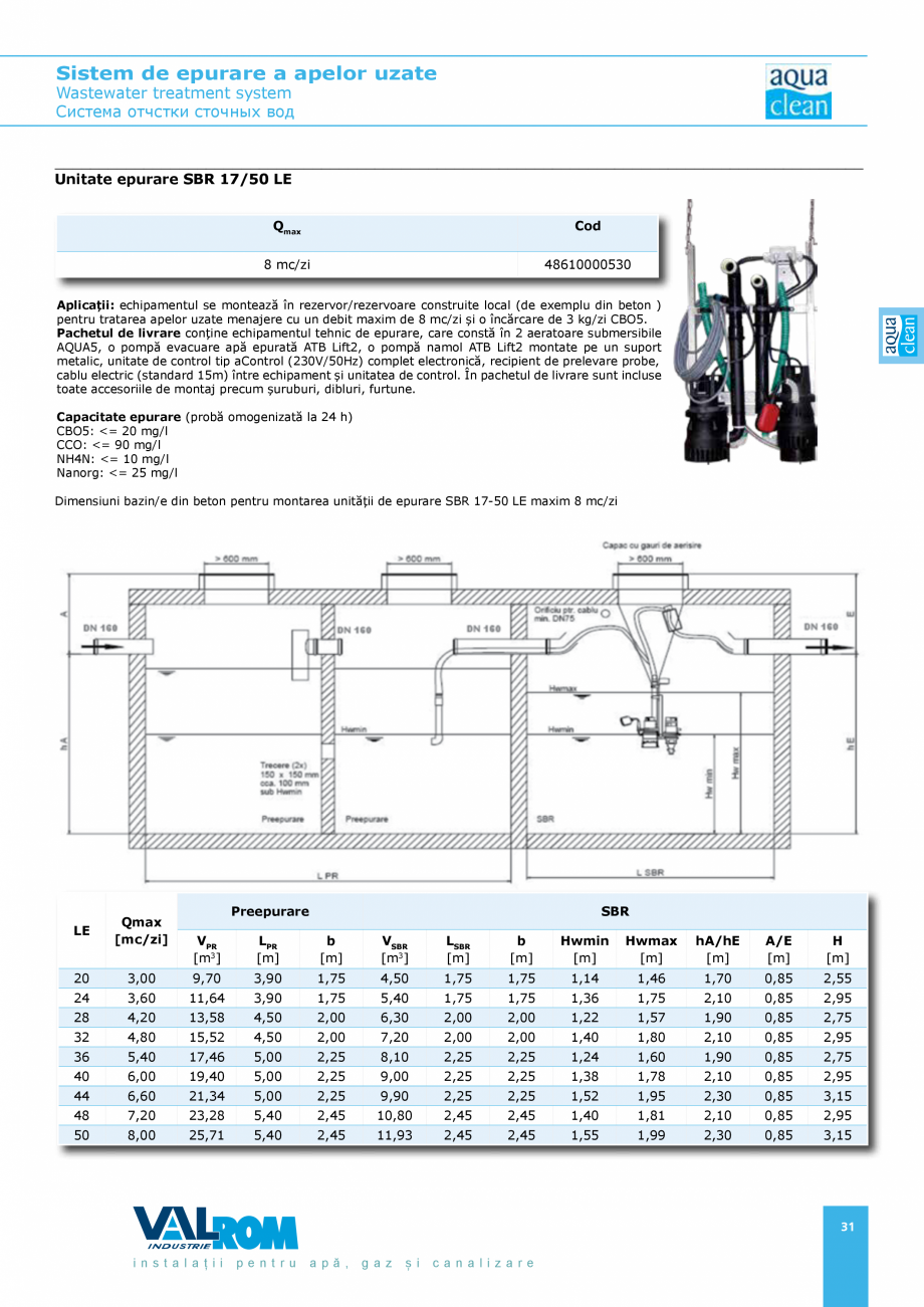 Pagina 31-Sistem de epurare a apelor uzate VALROM AquaClean Catalog, brosura Romana, Engleza 
Atenție!...