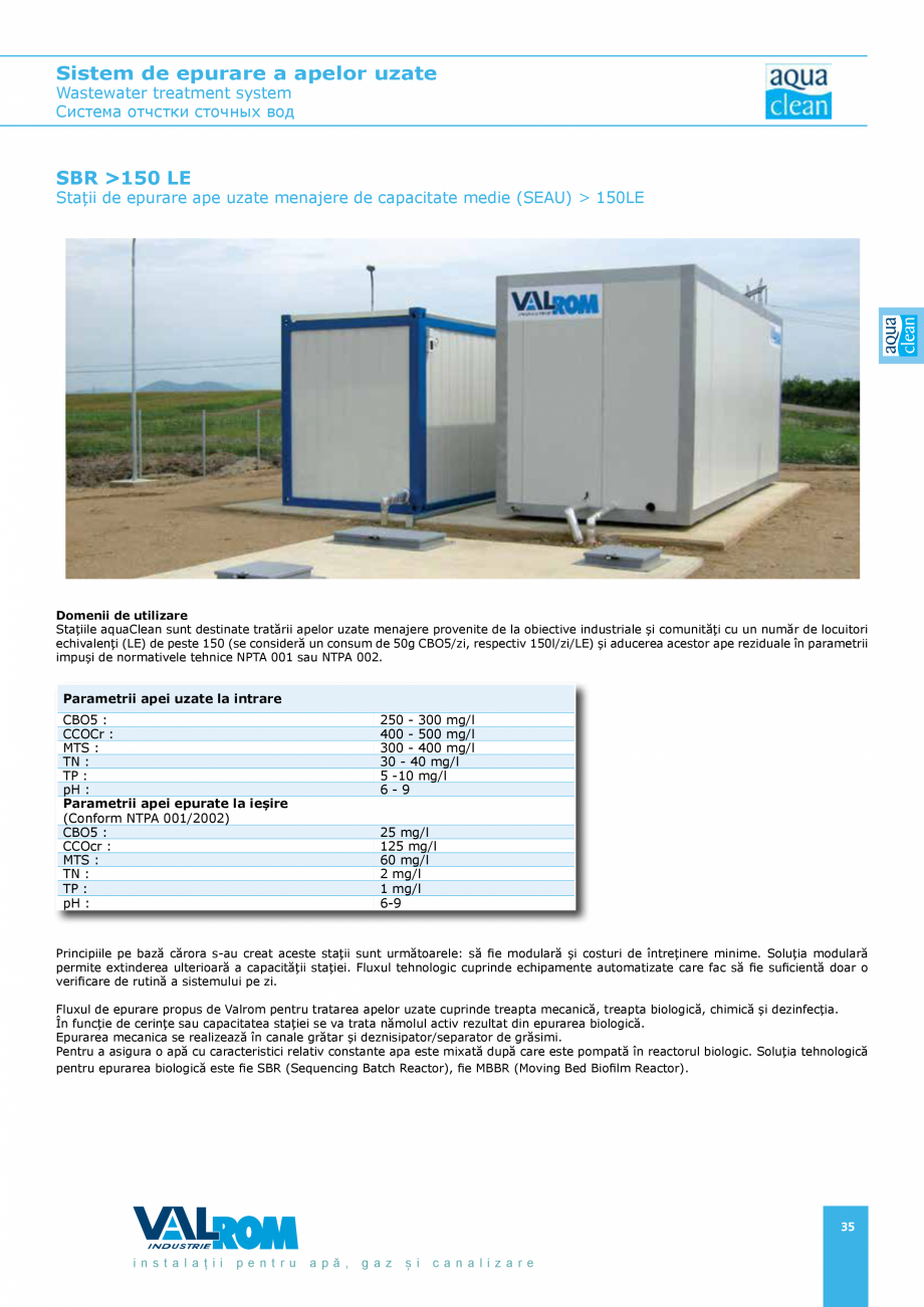 Pagina 35-Sistem de epurare a apelor uzate VALROM AquaClean Catalog, brosura Romana, Engleza anța dintre 2...