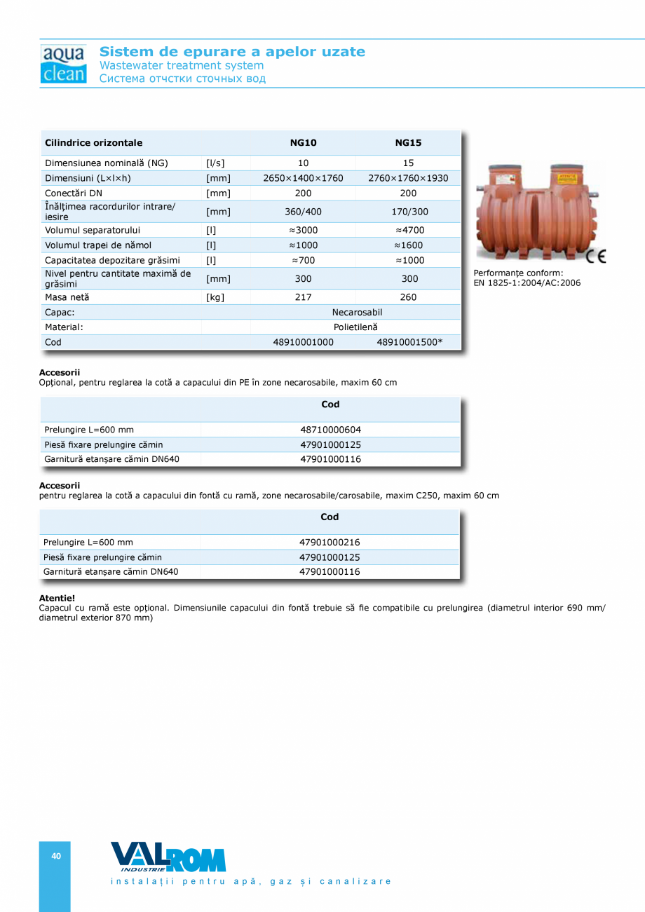 Pagina 40-Sistem de epurare a apelor uzate VALROM AquaClean Catalog, brosura Romana, Engleza i și...