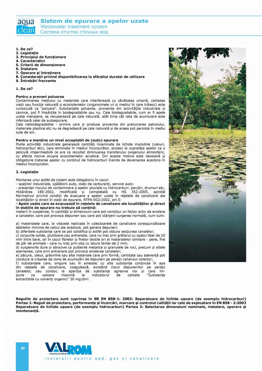 Pagina 50-Sistem de epurare a apelor uzate VALROM AquaClean Catalog, brosura Romana, Engleza tate, sănătate ...