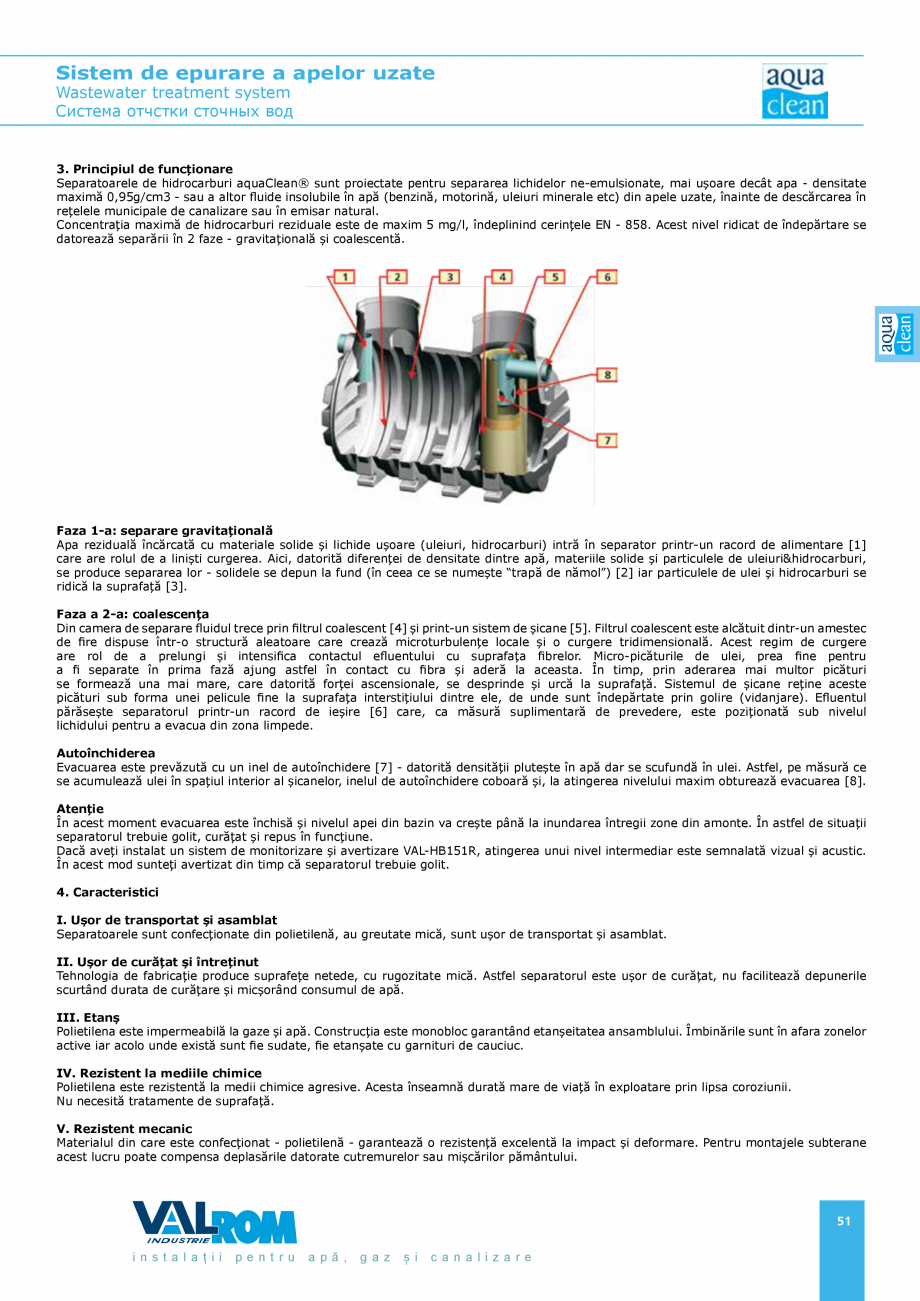 Pagina 51-Sistem de epurare a apelor uzate VALROM AquaClean Catalog, brosura Romana, Engleza i evacuarea...