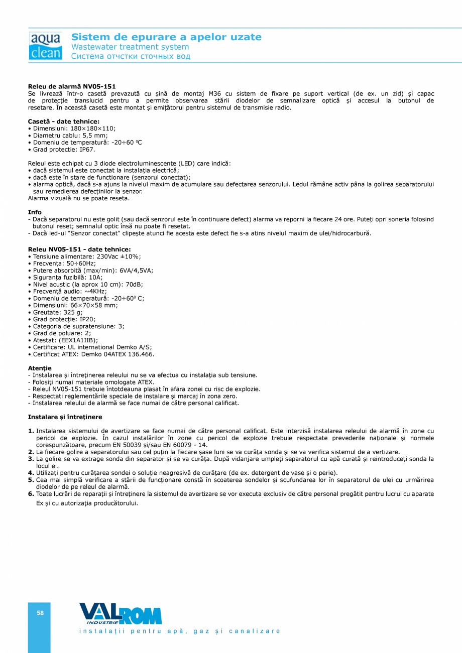 Pagina 58-Sistem de epurare a apelor uzate VALROM AquaClean Catalog, brosura Romana, Engleza ntul sensul să ...