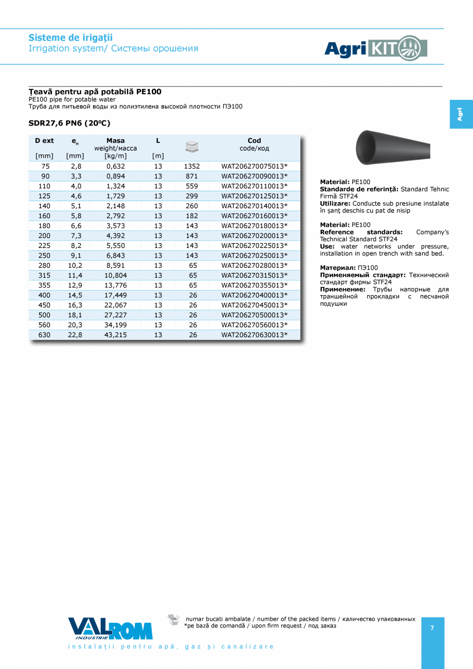 Pagina 7-Sisteme pentru irigatii VALROM AgriKIT Catalog, brosura Engleza, Romana, Rusa ного слоя
...