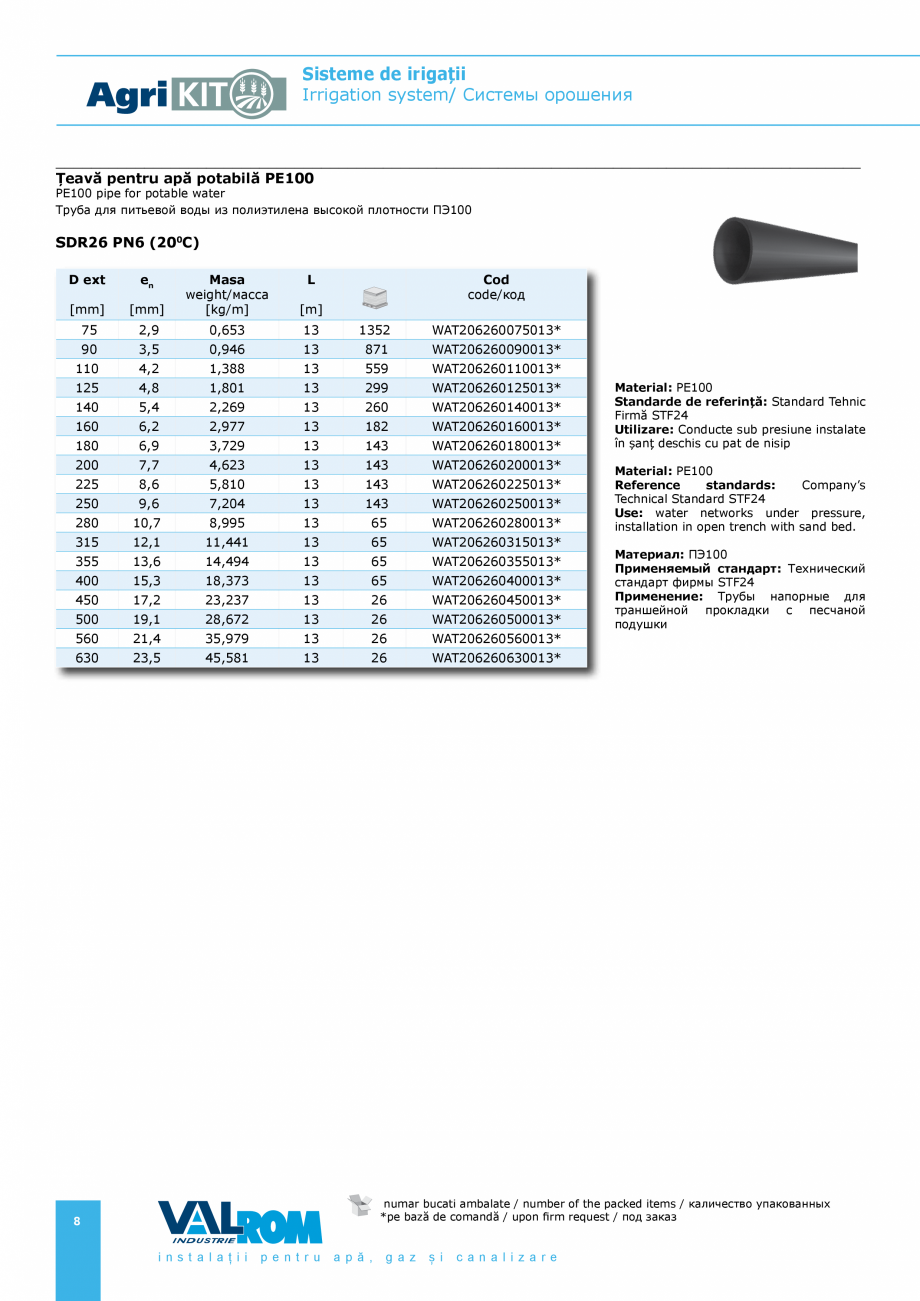 Pagina 8-Sisteme pentru irigatii VALROM AgriKIT Catalog, brosura Engleza, Romana, Rusa 
13

299
...