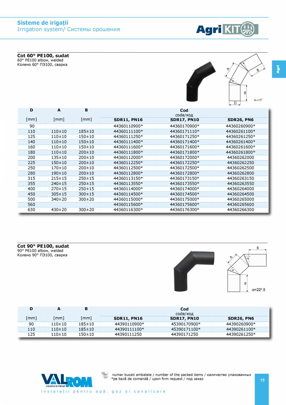 Pagina 15-Sisteme pentru irigatii VALROM AgriKIT Catalog, brosura Engleza, Romana, Rusa  орошения
...