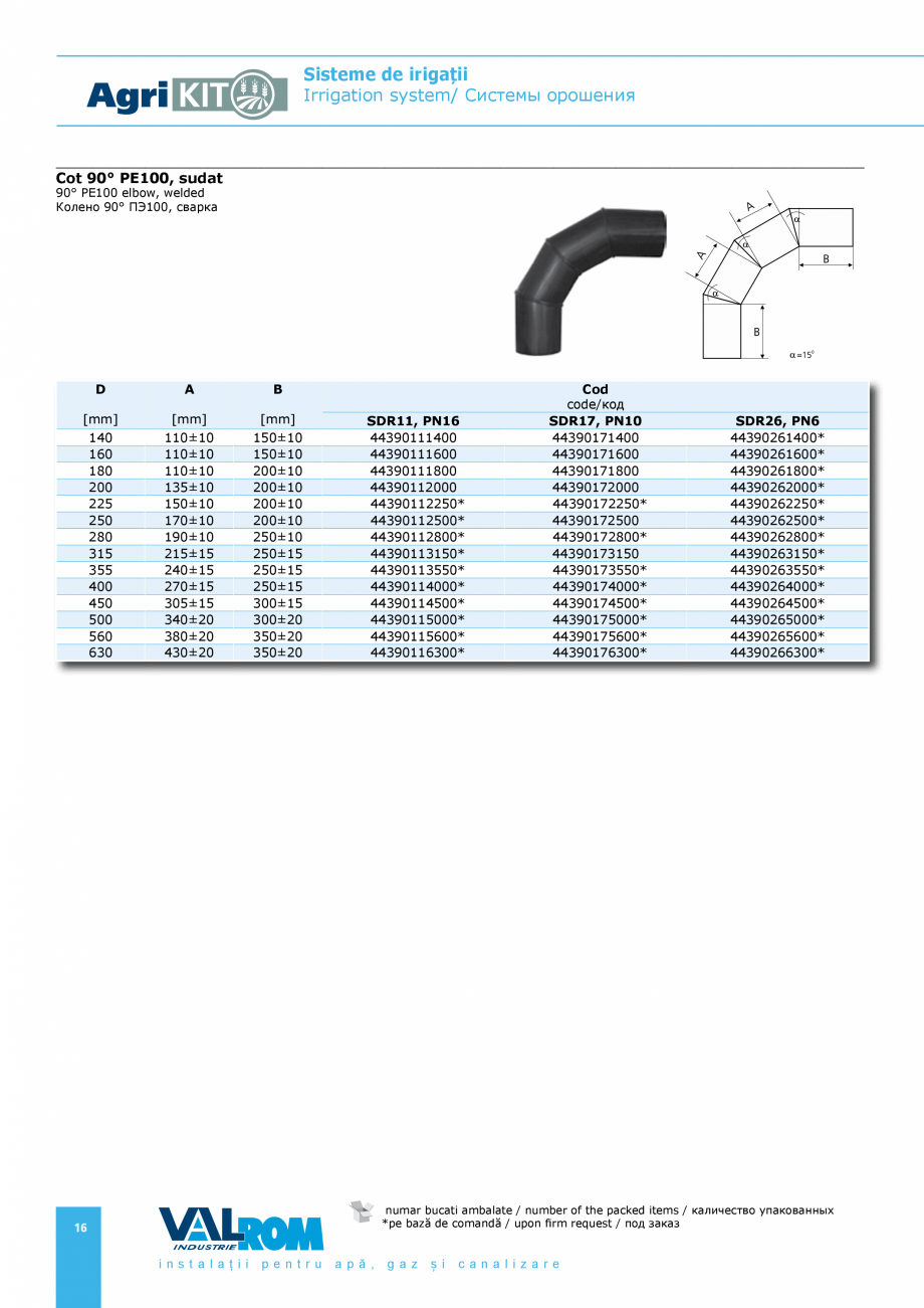 Pagina 16-Sisteme pentru irigatii VALROM AgriKIT Catalog, brosura Engleza, Romana, Rusa са
[kg/m]

[mm]
75

...