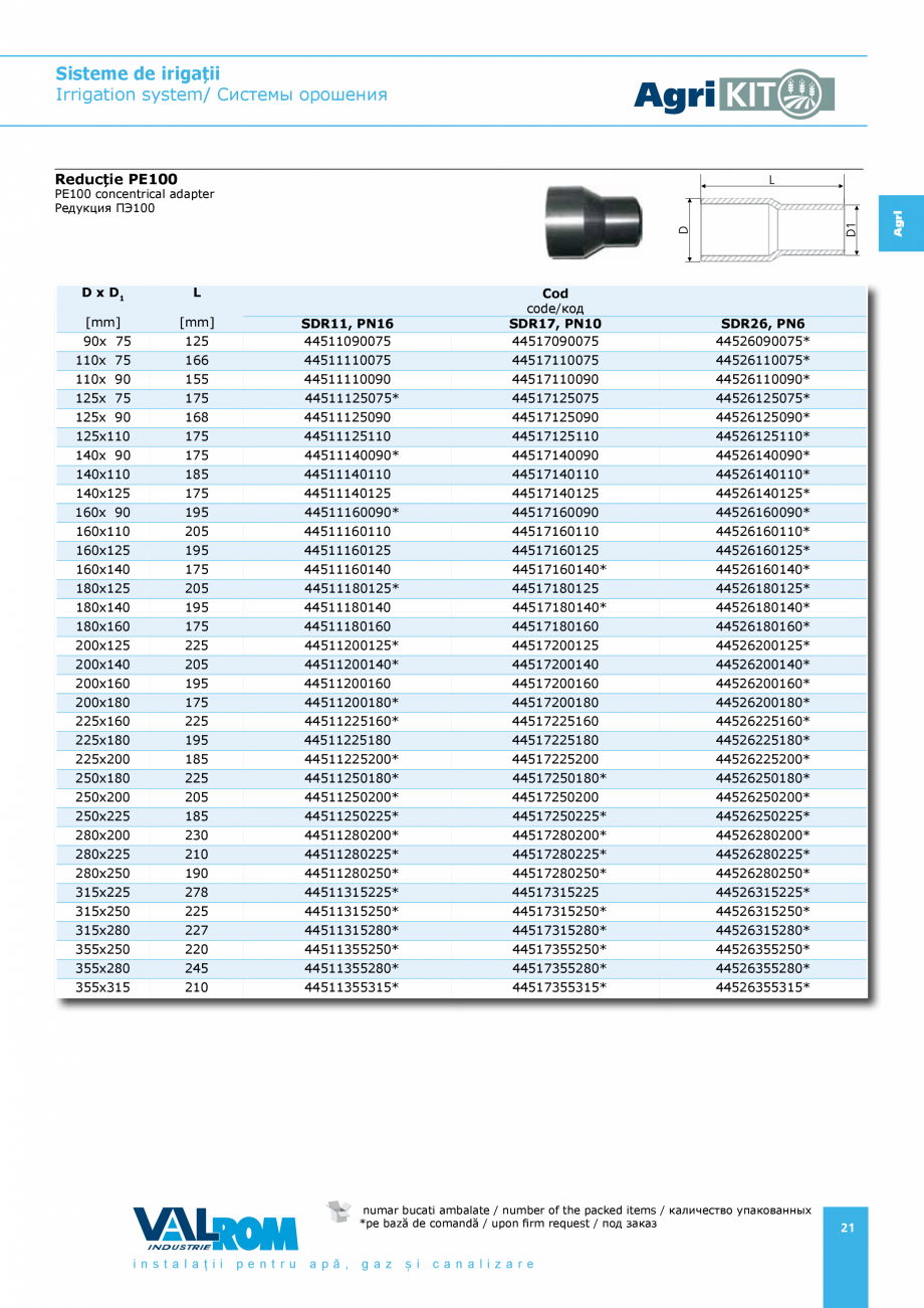 Pagina 21-Sisteme pentru irigatii VALROM AgriKIT Catalog, brosura Engleza, Romana, Rusa te
în șanț deschis ...