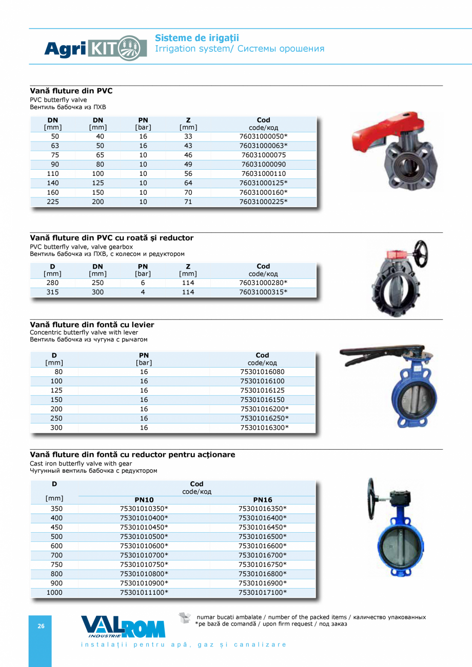 Pagina 26-Sisteme pentru irigatii VALROM AgriKIT Catalog, brosura Engleza, Romana, Rusa ht/масса
[kg/m]

...