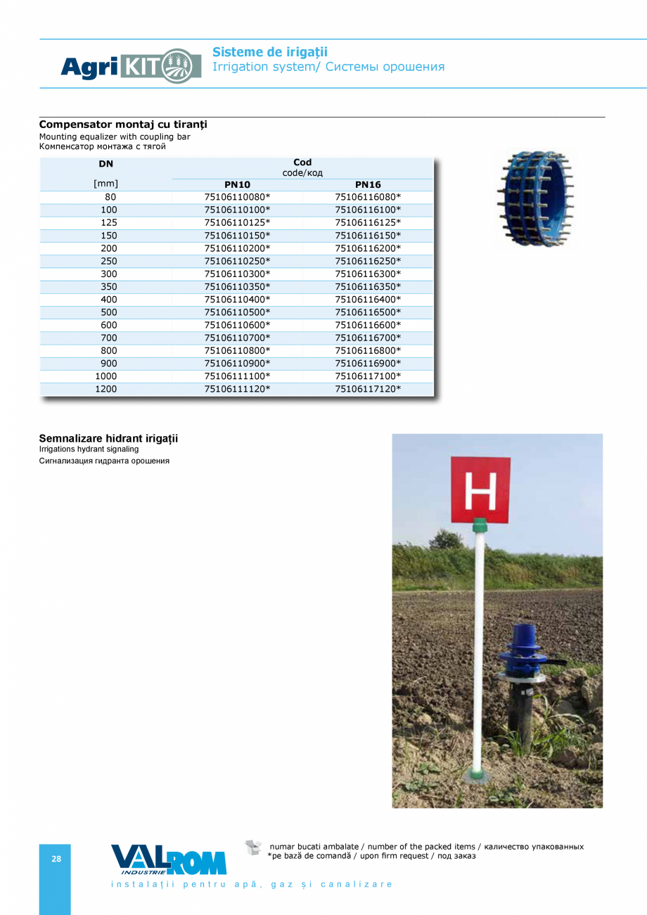 Pagina 28-Sisteme pentru irigatii VALROM AgriKIT Catalog, brosura Engleza, Romana, Rusa руба для...