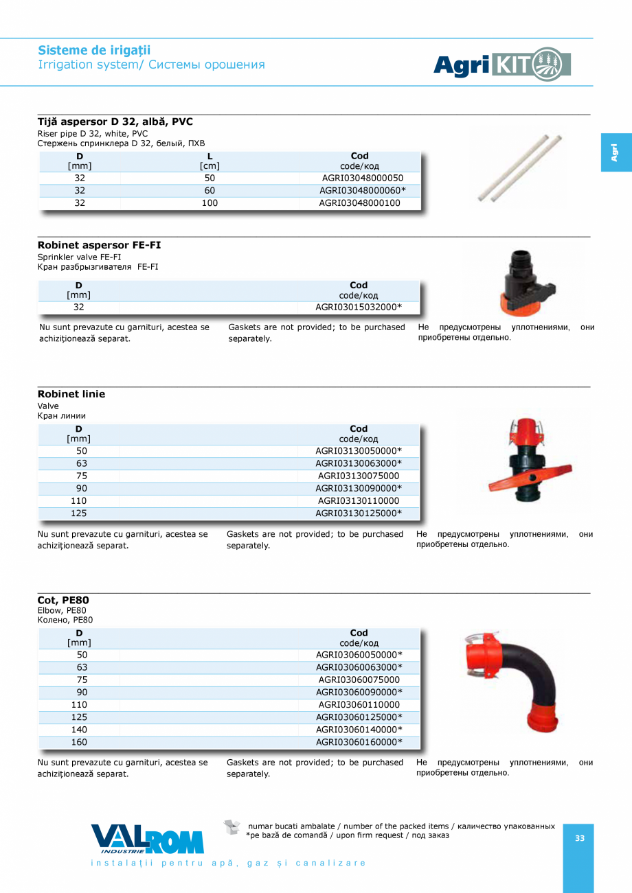 Pagina 33-Sisteme pentru irigatii VALROM AgriKIT Catalog, brosura Engleza, Romana, Rusa *
44345172500...