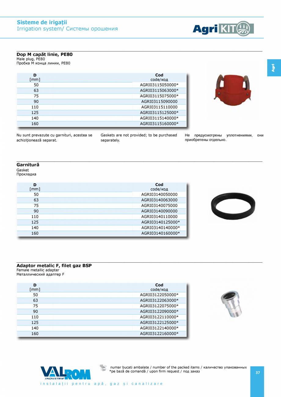 Pagina 37-Sisteme pentru irigatii VALROM AgriKIT Catalog, brosura Engleza, Romana, Rusa 44390261800*...