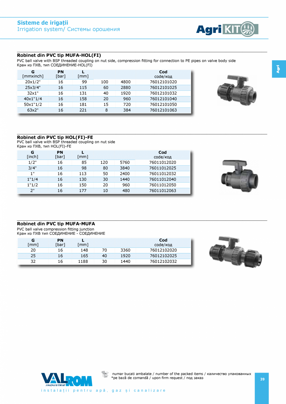 Pagina 39-Sisteme pentru irigatii VALROM AgriKIT Catalog, brosura Engleza, Romana, Rusa 4211200180*...