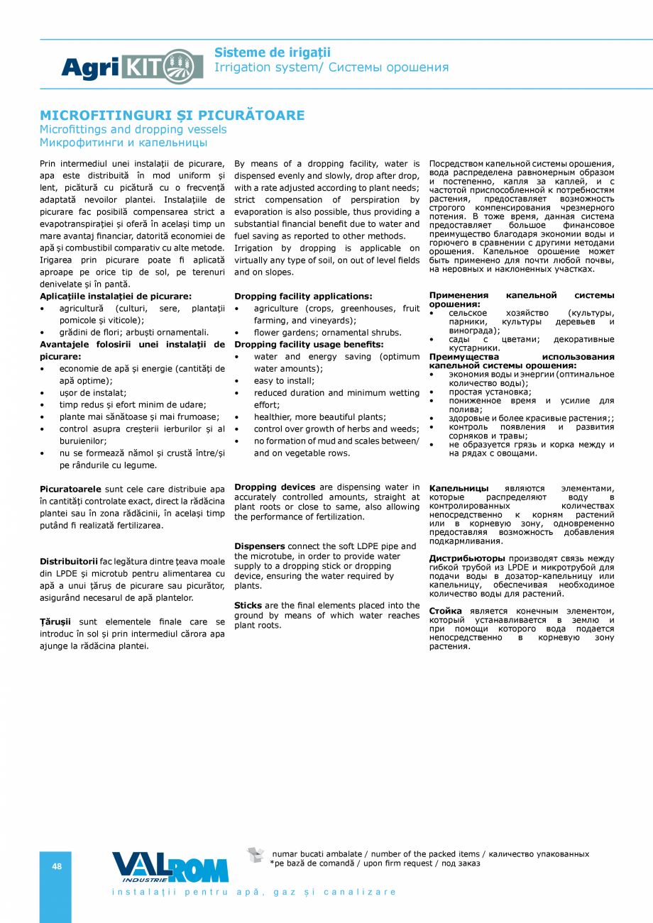 Pagina 48-Sisteme pentru irigatii VALROM AgriKIT Catalog, brosura Engleza, Romana, Rusa 250*
44282355280*...
