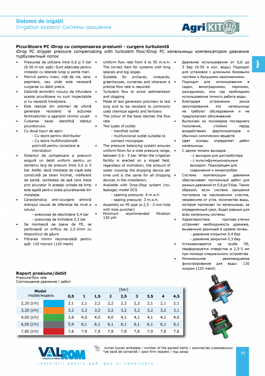 Pagina 51-Sisteme pentru irigatii VALROM AgriKIT Catalog, brosura Engleza, Romana, Rusa ,

gaz

și

ca n a...