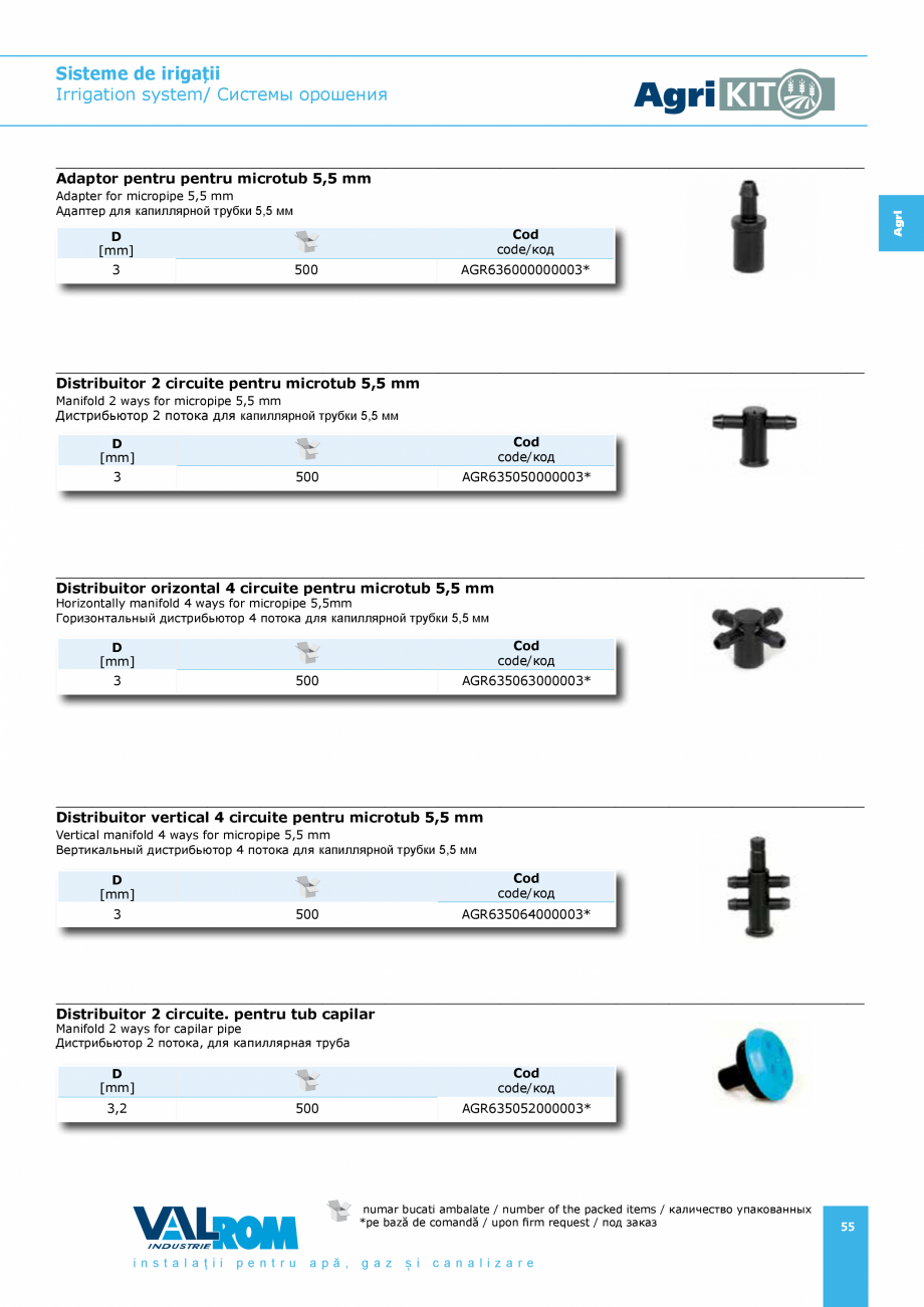 Pagina 55-Sisteme pentru irigatii VALROM AgriKIT Catalog, brosura Engleza, Romana, Rusa...