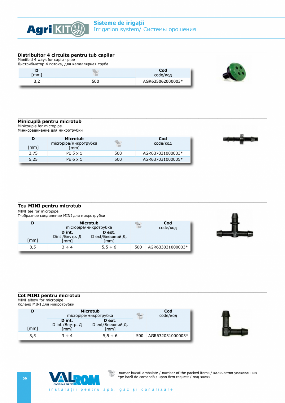 Pagina 56-Sisteme pentru irigatii VALROM AgriKIT Catalog, brosura Engleza, Romana, Rusa...