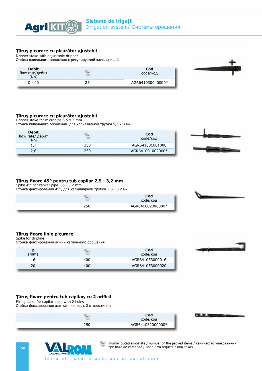Pagina 58-Sisteme pentru irigatii VALROM AgriKIT Catalog, brosura Engleza, Romana, Rusa pă,

ga z

și

ca n ...