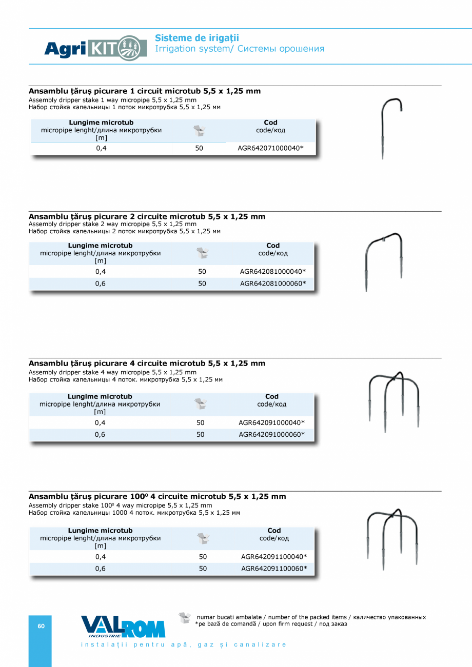Pagina 60-Sisteme pentru irigatii VALROM AgriKIT Catalog, brosura Engleza, Romana, Rusa  опросник,...