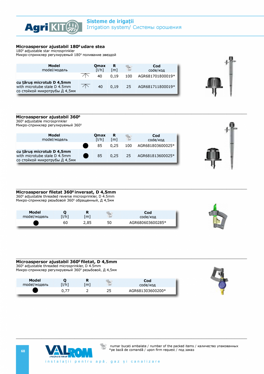 Pagina 68-Sisteme pentru irigatii VALROM AgriKIT Catalog, brosura Engleza, Romana, Rusa Директиве
CEE...