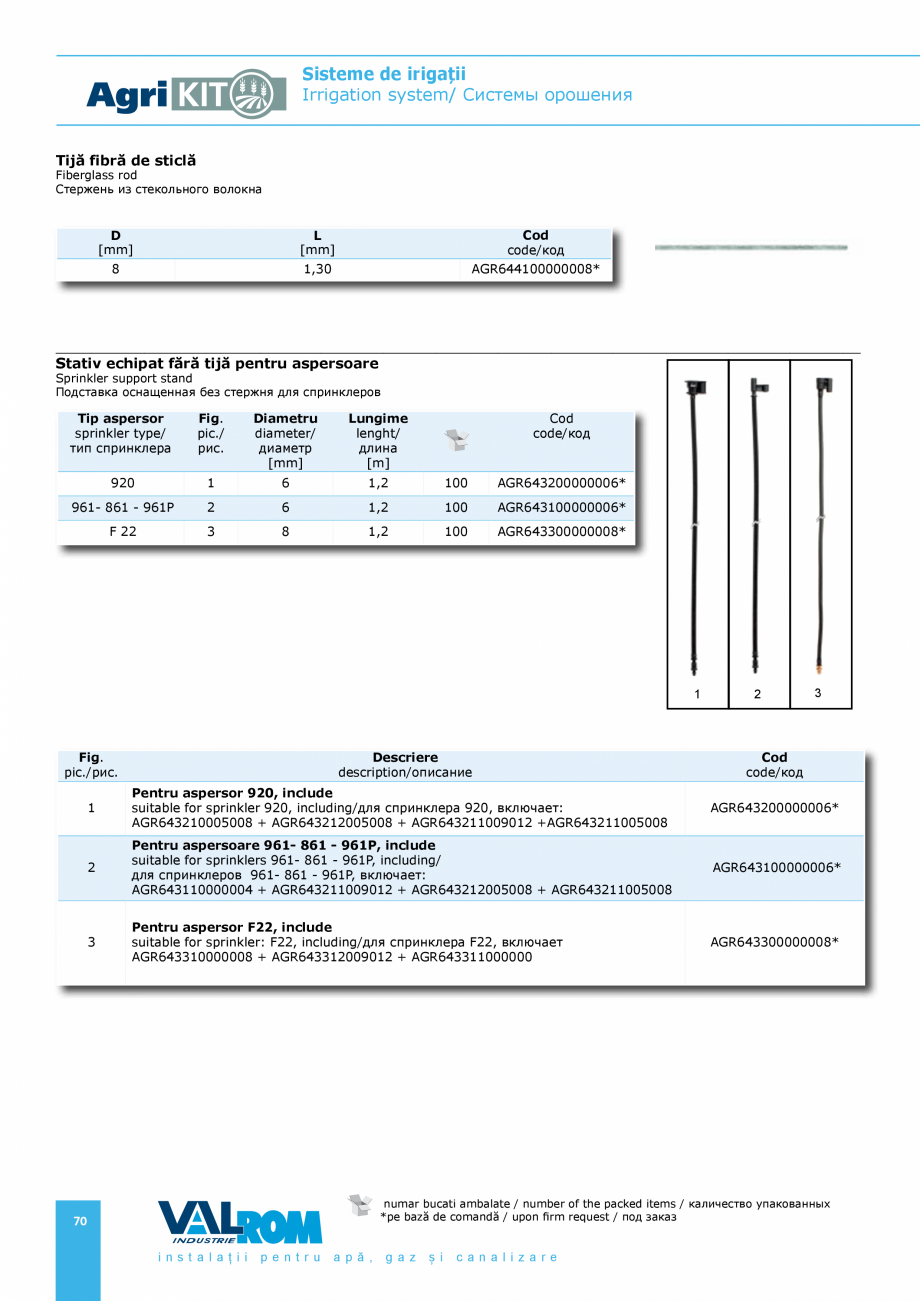Pagina 70-Sisteme pentru irigatii VALROM AgriKIT Catalog, brosura Engleza, Romana, Rusa оды 50°C.
...