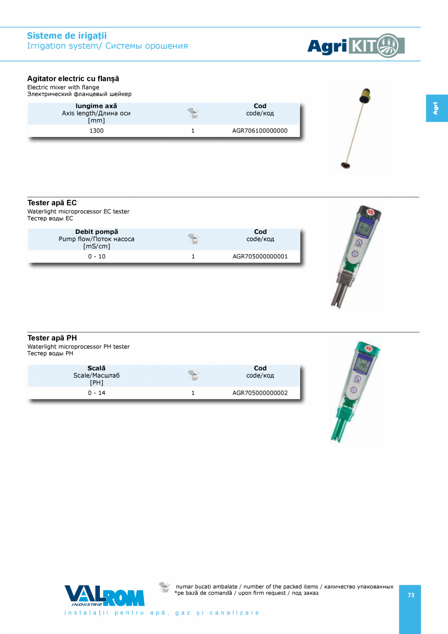 Pagina 73-Sisteme pentru irigatii VALROM AgriKIT Catalog, brosura Engleza, Romana, Rusa 00, SDR26, PN6...