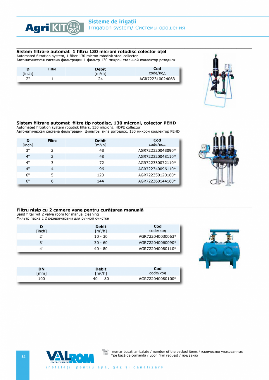 Pagina 84-Sisteme pentru irigatii VALROM AgriKIT Catalog, brosura Engleza, Romana, Rusa 03115125000*...