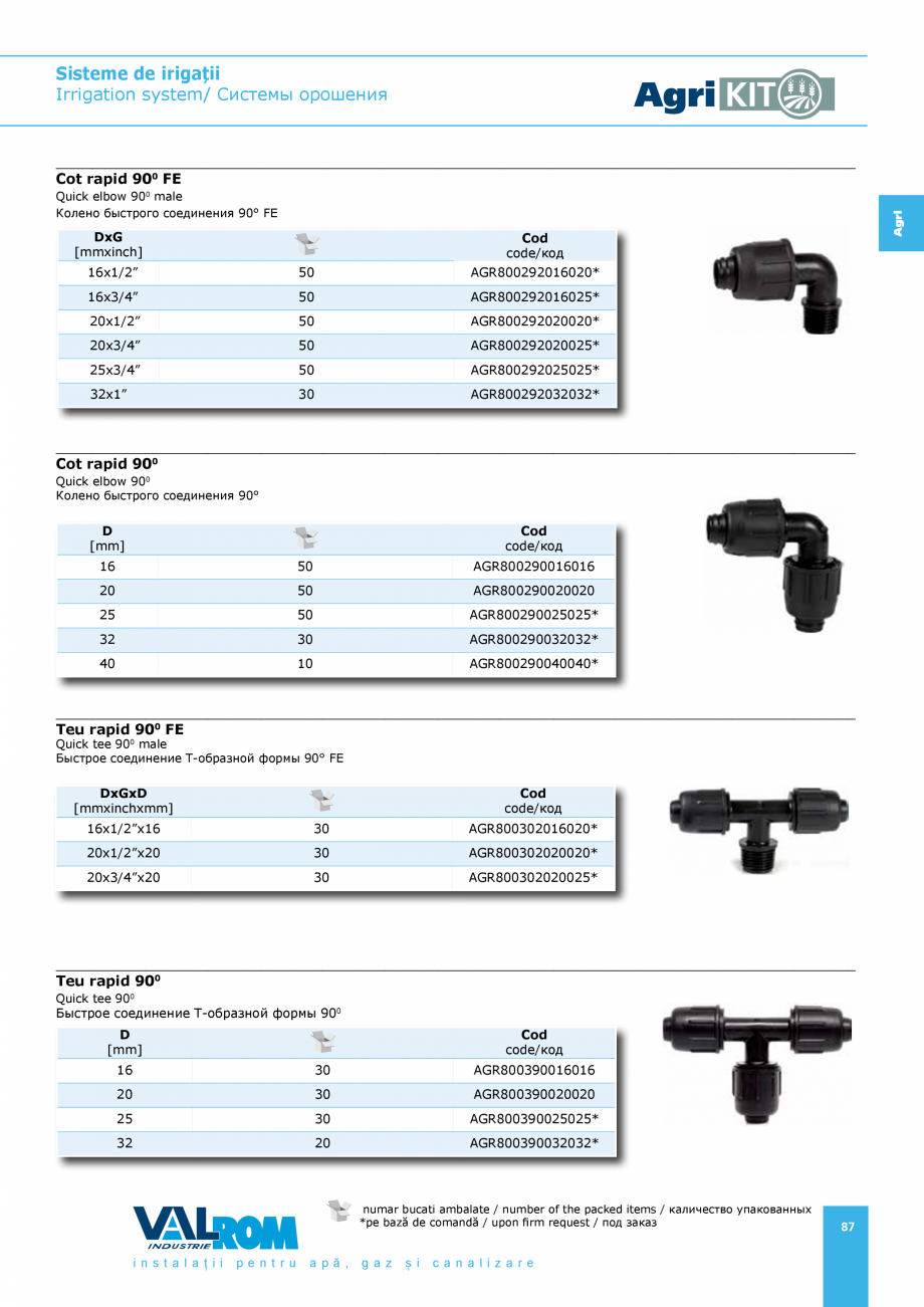 Pagina 87-Sisteme pentru irigatii VALROM AgriKIT Catalog, brosura Engleza, Romana, Rusa  system/...