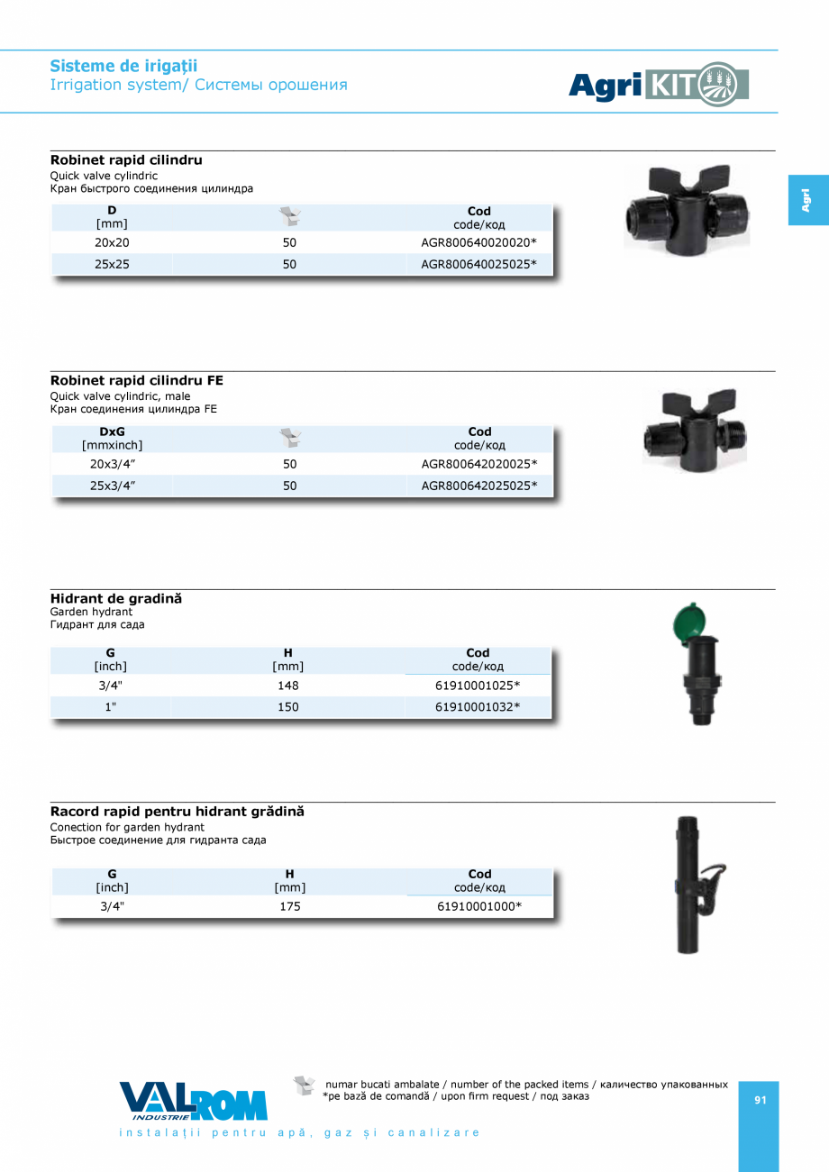 Pagina 91-Sisteme pentru irigatii VALROM AgriKIT Catalog, brosura Engleza, Romana, Rusa  / upon firm request /...