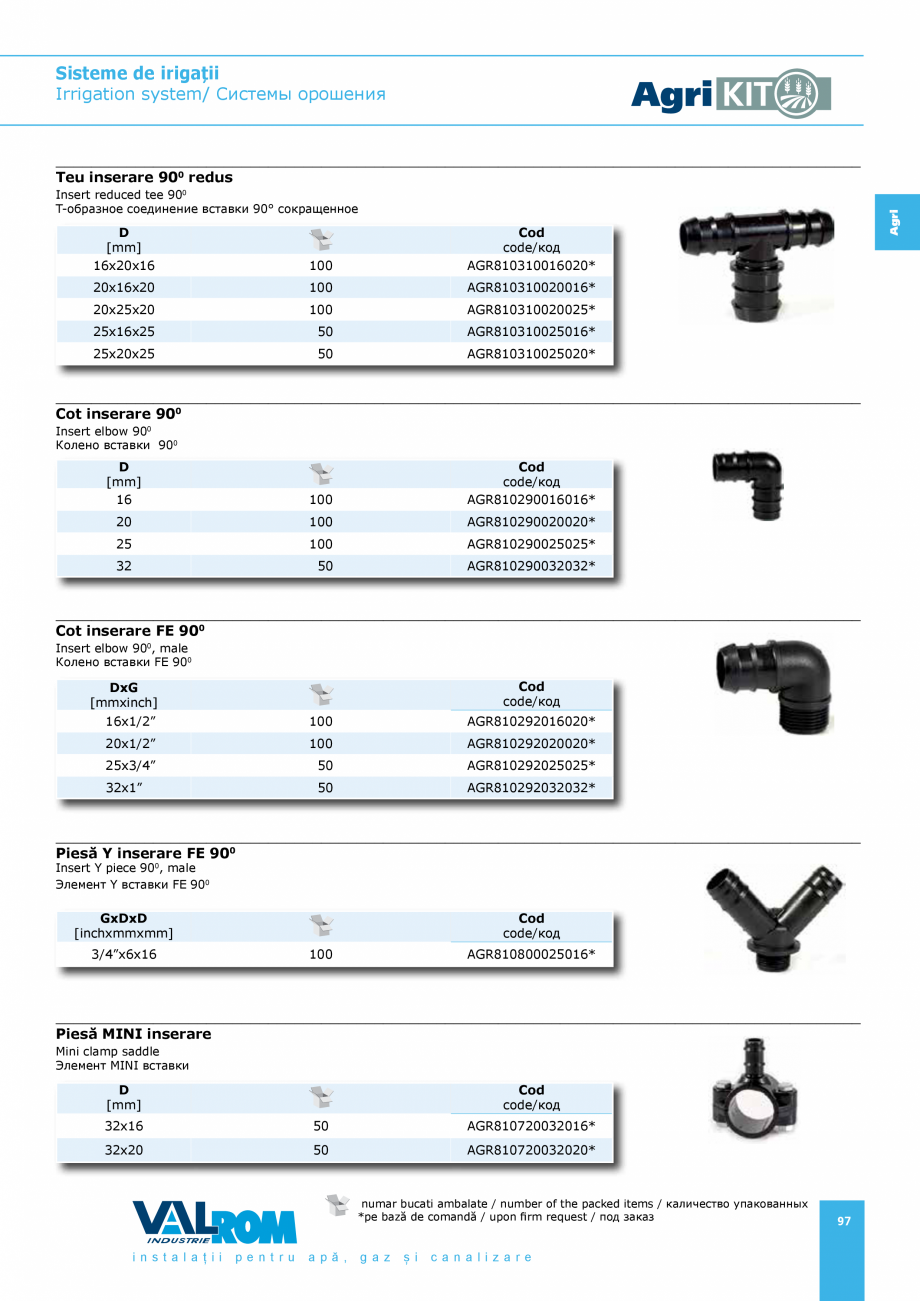 Pagina 97-Sisteme pentru irigatii VALROM AgriKIT Catalog, brosura Engleza, Romana, Rusa in material reciclat...