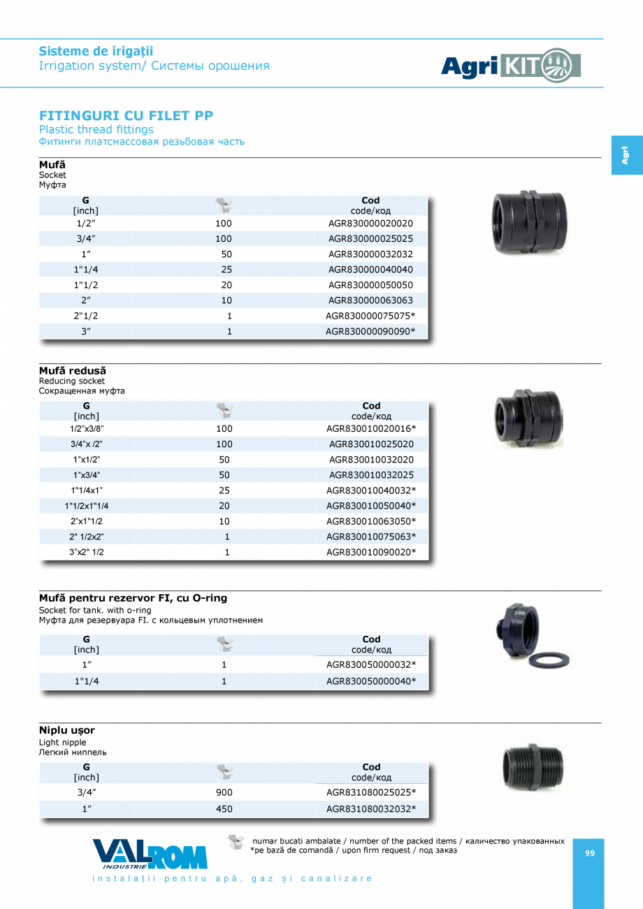 Pagina 99-Sisteme pentru irigatii VALROM AgriKIT Catalog, brosura Engleza, Romana, Rusa / Системы...