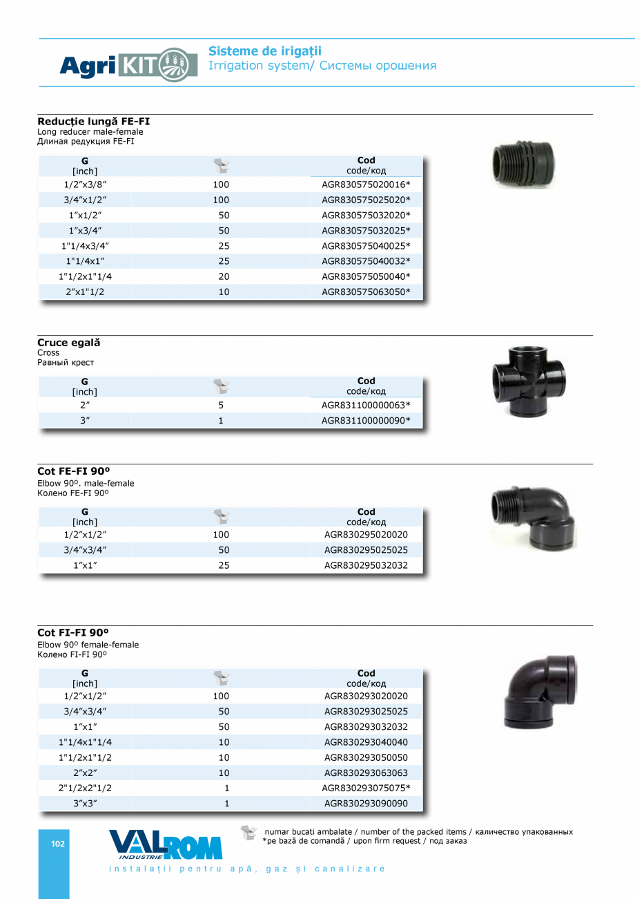 Pagina 102-Sisteme pentru irigatii VALROM AgriKIT Catalog, brosura Engleza, Romana, Rusa жду...