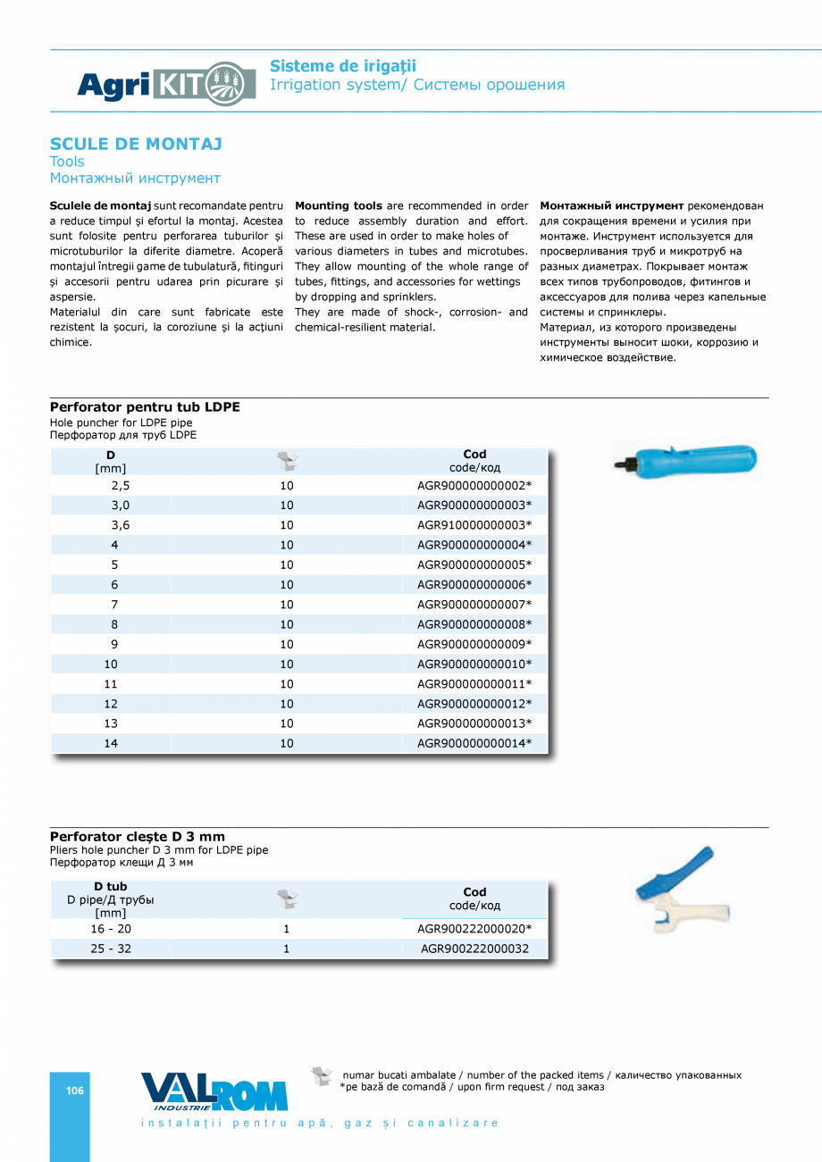 Pagina 106 - Sisteme pentru irigatii VALROM AgriKIT Catalog, brosura Engleza, Romana, Rusa...