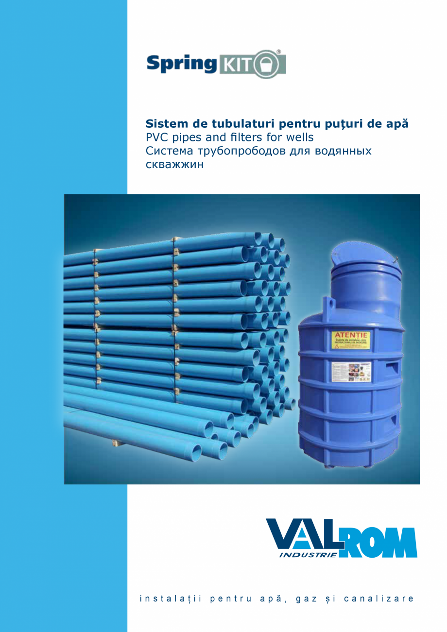 Pagina 1-Sistem de tubulaturi pentru puțuri de apă VALROM WaterPRO, Țeavă apă potabilă PE100RC ,...