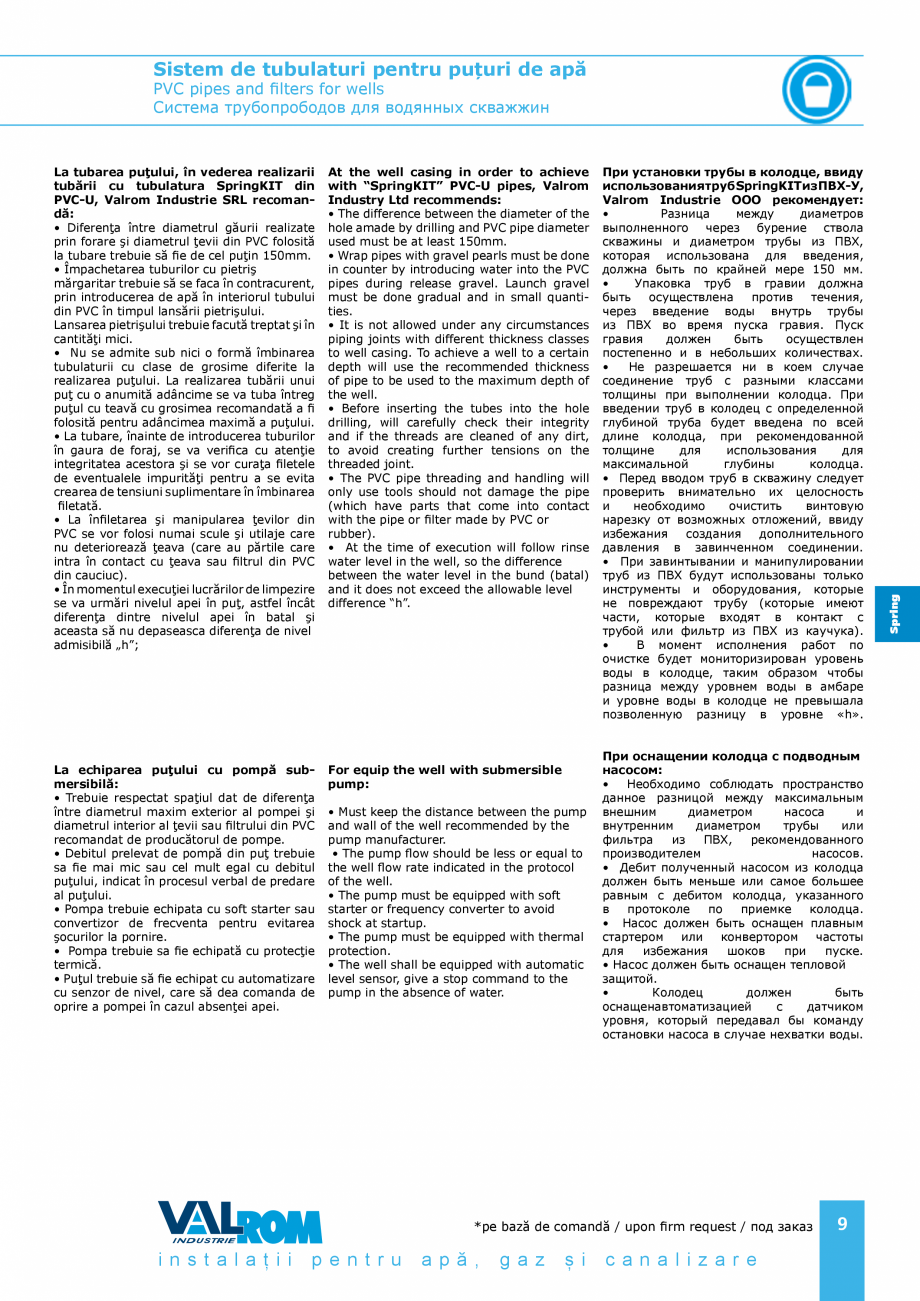 Pagina 9-Sistem de tubulaturi pentru puțuri de apă VALROM WaterPRO, Țeavă apă potabilă PE100RC ,...