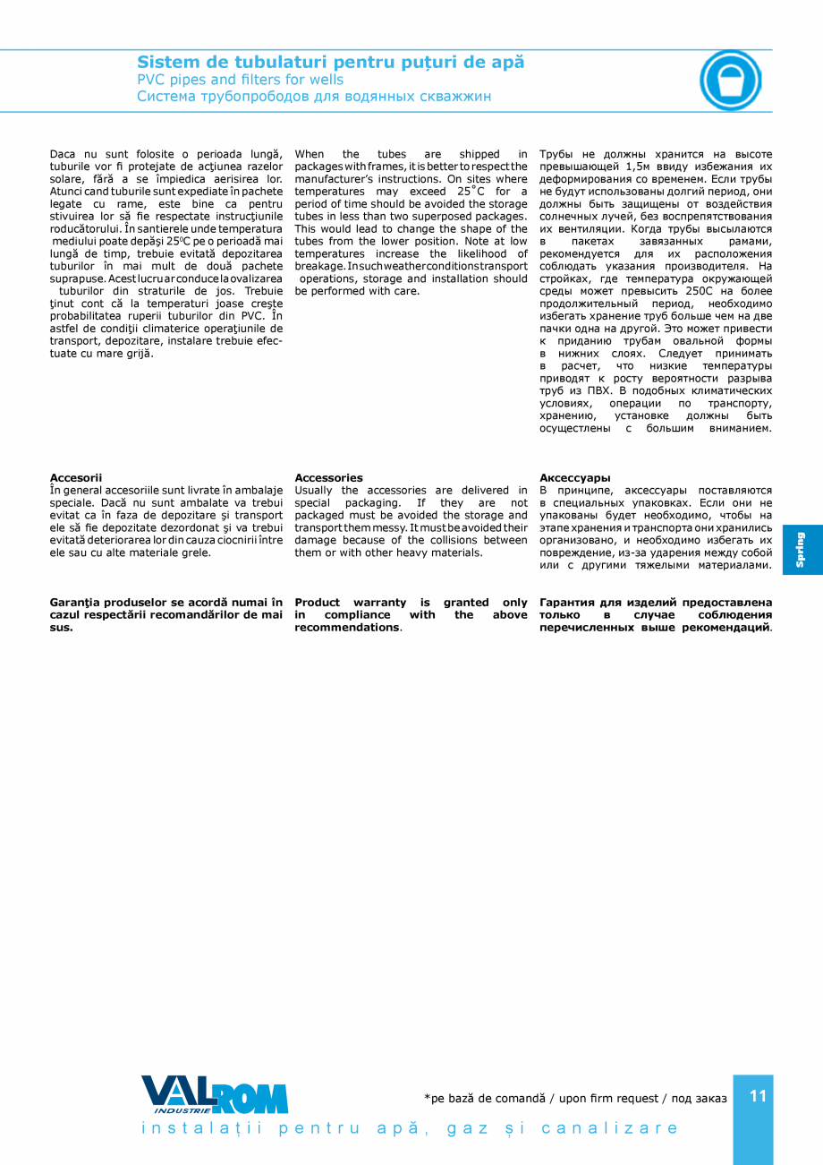 Pagina 11-Sistem de tubulaturi pentru puțuri de apă VALROM WaterPRO, Țeavă apă potabilă PE100RC ,...