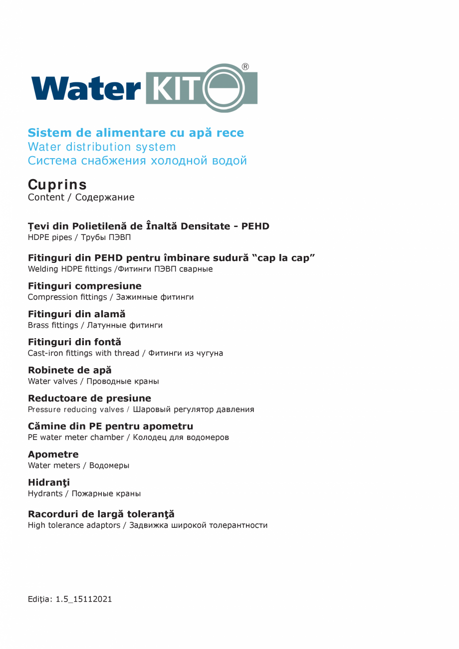 Pagina 2-Sistem de alimentare cu apă rece VALROM Catalog, brosura Romana  water meter chamber /...